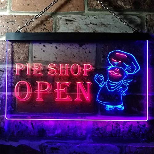 Bakery Pie Shop Open Dual LED Neon Light Sign